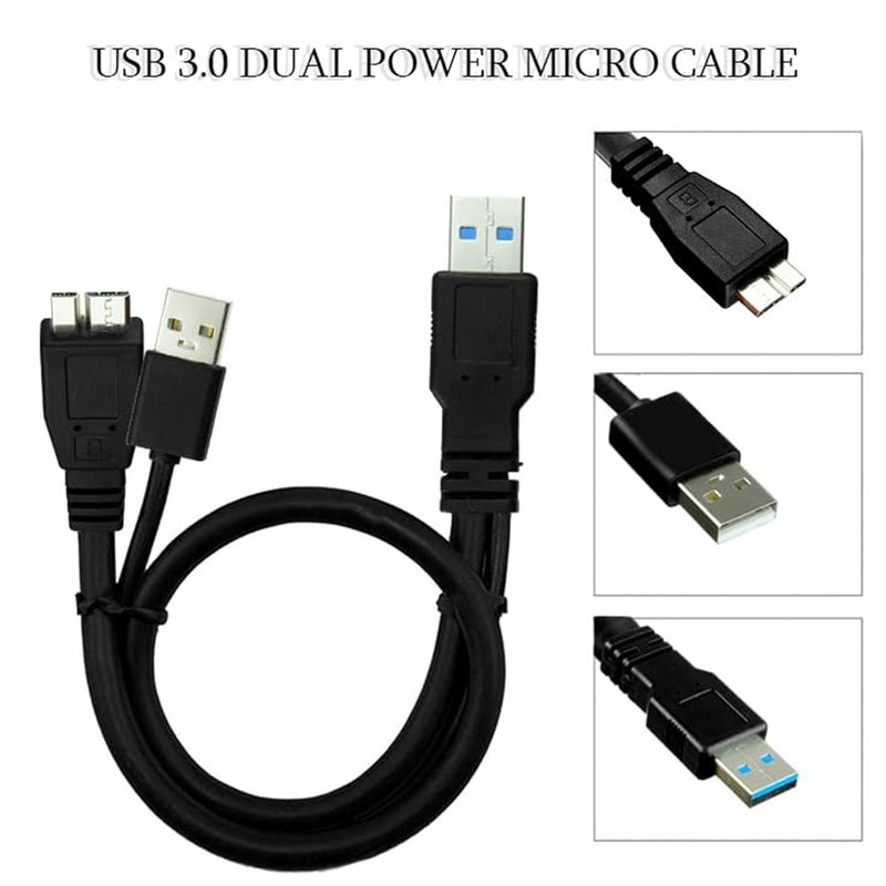 SaiTech IT 1 feet USB 3.0 Dual Power Y Shape Type A to Micro B high Speed Upto 5 Gbps Data Transfer Cable for External Hard Drives(35cm - 1Feet - 0.35M) - Image 3